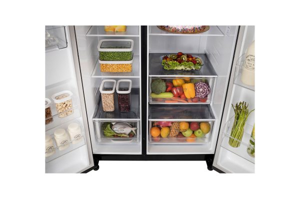 674L Side-by-Side Refrigerator Adjustable Drawer Storage