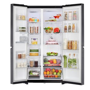 LG 674L Side-by-Side Refrigerator with Multi Air Flow, Multi Digital Sensors, Smart Diagnosis™, Matte Black Finish, 3-Star