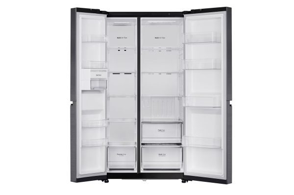 LG 674L Side-by-Side Refrigerator with Multi Air Flow, Multi Digital Sensors, Smart Diagnosis™, Matte Black Finish, 3-Star