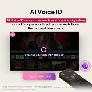 LG 75 Inch 4K TV AI Voice ID personalized recommendations interface