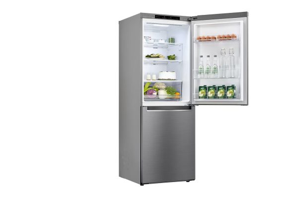306L Bottom Freezer Refrigerator Front Open View with Interior Storage