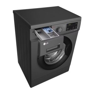 LG 8kg front load washer top perspective view