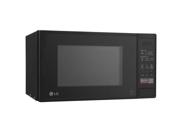 LG 20L convection microwave front view with push button door