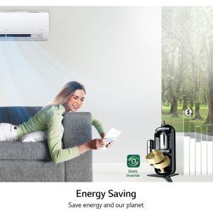 LG 18,000 BTU DUALCOOL Inverter Split Air Conditioner with Energy Saving and Faster Cooling (S4-Q18JLQAL)