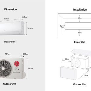LG 18,000 BTU Split Air Conditioner dimensions and installation guide