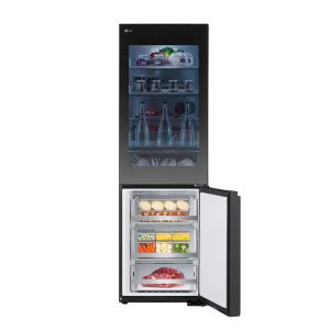 LG 349L InstaView™ Bottom Freezer Refrigerator with LinearCooling™, Total No Frost, DoorCooling+™, ThinQ™, Essence Black Steel Finish