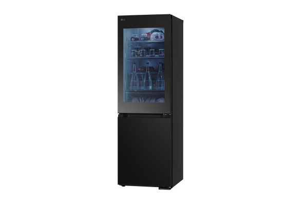 LG 349L InstaView™ Bottom Freezer Refrigerator with LinearCooling™, Total No Frost, DoorCooling+™, ThinQ™, Essence Black Steel Finish
