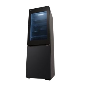 LG 349L InstaView™ Bottom Freezer Refrigerator with LinearCooling™, Total No Frost, DoorCooling+™, ThinQ™, Essence Black Steel Finish
