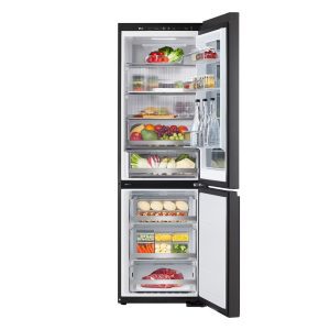 349L InstaView Bottom Freezer Refrigerator Bottom Freezer Compartment Open