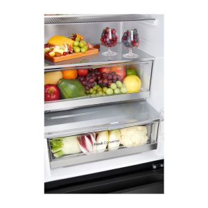 LG 349L InstaView™ Bottom Freezer Refrigerator with LinearCooling™, Total No Frost, DoorCooling+™, ThinQ™, Essence Black Steel Finish