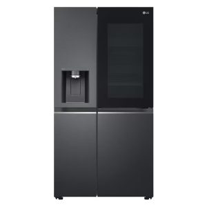 LG 674L InstaView Side-by-Side Refrigerator GC-X257CQES Matte Black Front View
