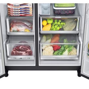 674L InstaView Side-by-Side Refrigerator Moist Balance Crisper Vegetable Boxes