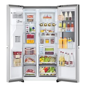 635L Mirror InstaView Side-by-Side Refrigerator with All Doors Open