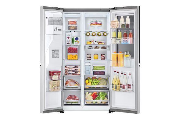 635L Mirror InstaView Side-by-Side Refrigerator with All Doors Open