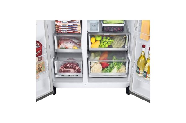 635L Mirror InstaView Side-by-Side Refrigerator Moist Balance Crisper Vegetable Boxes