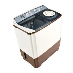 Top perspective view of 8kg TwinTub washer showing spacious capacity