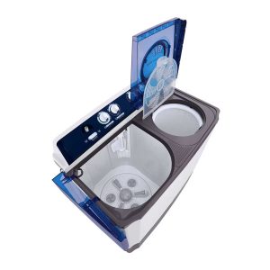 Left side view of 10kg TwinTub washer with tubs open