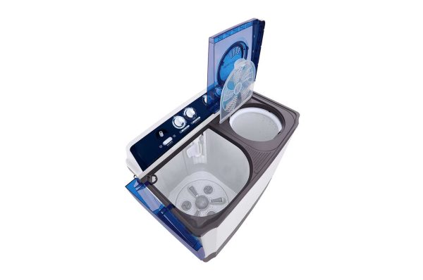 Left side view of 10kg TwinTub washer with tubs open