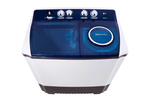 Top perspective view of 10kg TwinTub washer showing spacious capacity