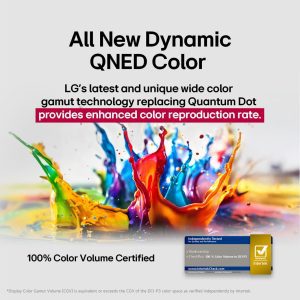 LG 100 inch QNED evo Dynamic QNED Color 100% Color Volume visualization