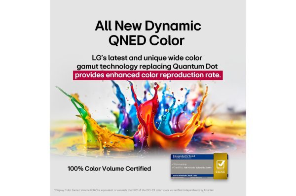 LG 100 inch QNED evo Dynamic QNED Color 100% Color Volume visualization