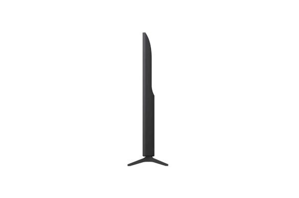 LG 55 inch QNED TV left-facing side view showing slim profile