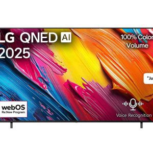 LG 55 inch QNED TV front view showing colorful Dynamic QNED Color display