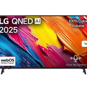 LG 65 inch QNED TV front view showing colorful Dynamic QNED Color display