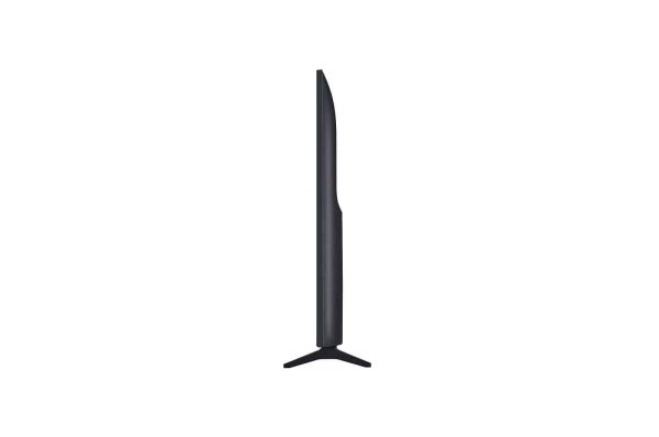 LG 65 inch QNED TV left-facing side view showing slim profile