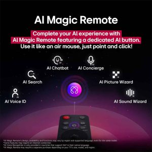 LG 65 inch QNED TV AI Magic Remote AI button feature highlights
