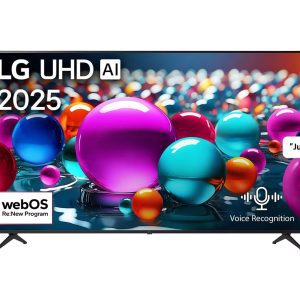 LG 65 inch UA85 TV front view showing sleek modern design