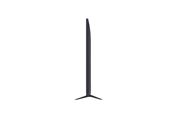 LG 75 inch QNED TV left-facing side view showing slim profile