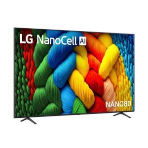 LG 86 inch NanoCell TV -15 degree angle view showing slim profile