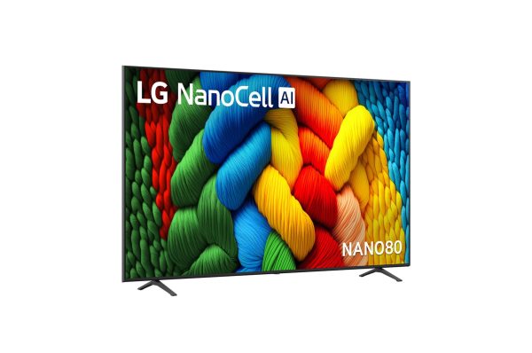 LG 86 inch NanoCell TV -15 degree angle view showing slim profile