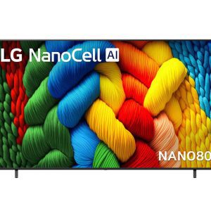 LG 86 inch NanoCell TV front view showing vivid Nano Color 4K display