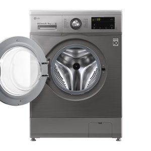 LG 8kg washer dryer open door showing drum interior