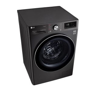 LG 9kg washer dryer front view with tempered glass door
