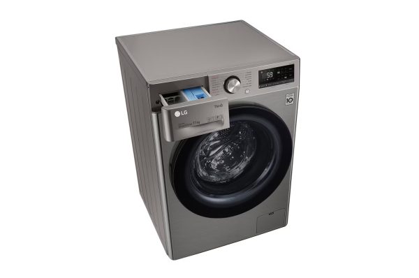 LG 11kg front load washer detergent drawer close-up