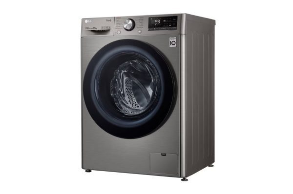 LG 11kg front load washer left side view Platinum Silver