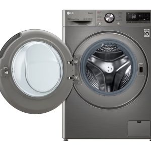 LG 11kg front load washer front open view showing stainless steel drum