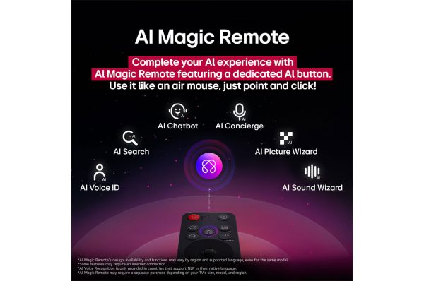 LG 65 inch OLED evo AI Magic Remote AI button feature highlights