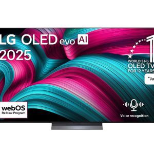 LG 77 inch OLED evo AI C5 Smart TV front view showing ultra-slim design